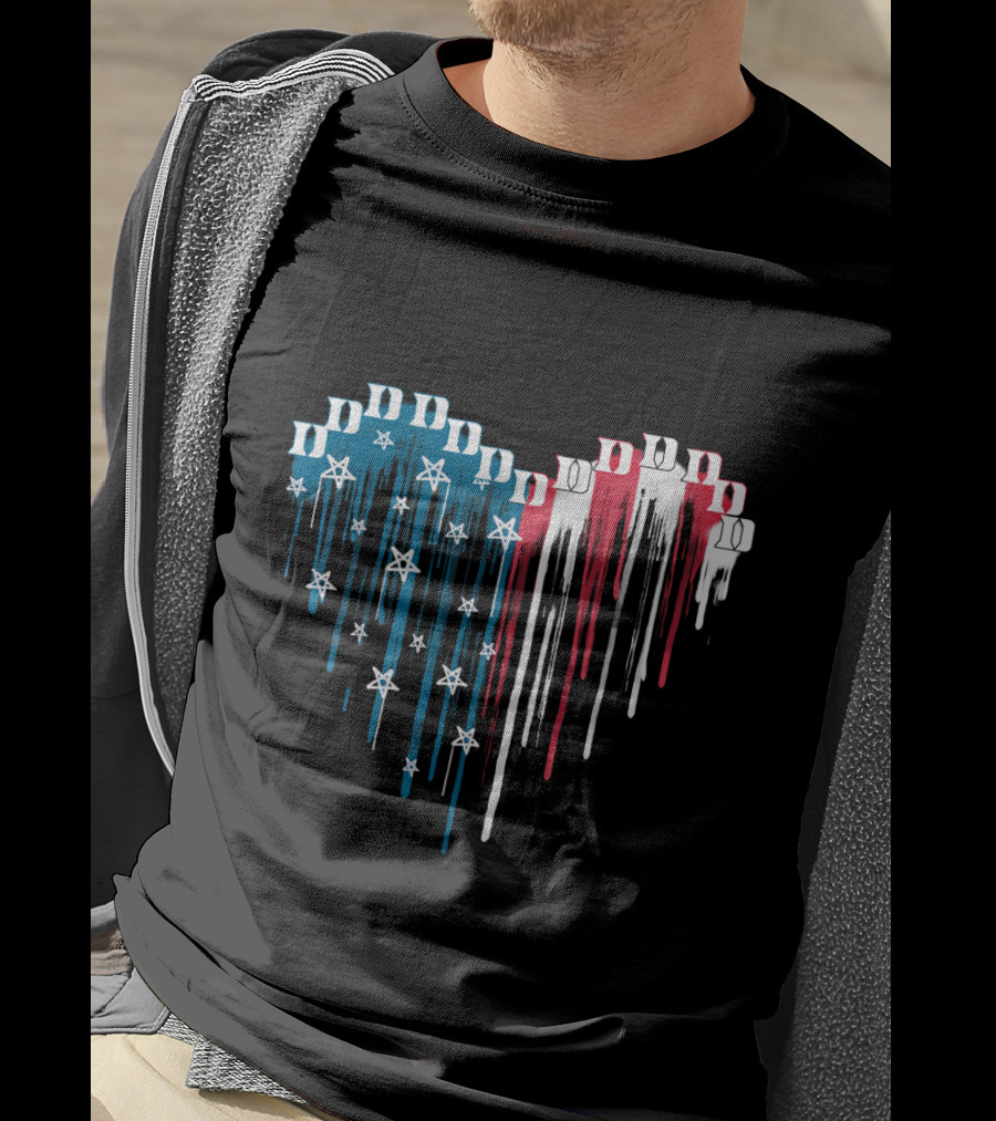 Duke Blue Devils Dripping American Flag Heart T-Shirt