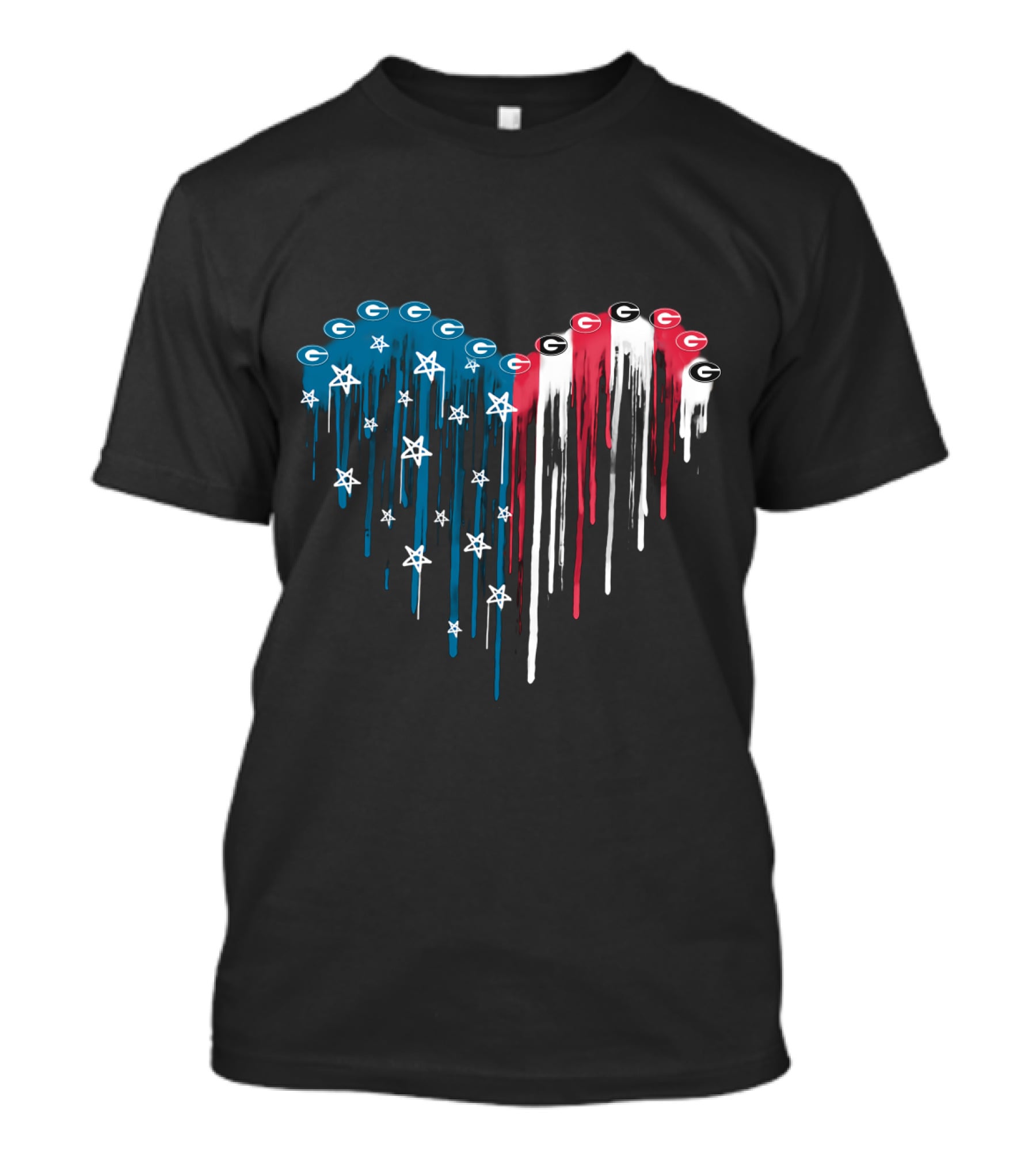 Georgia Bulldogs Heart American Flag Style T-Shirt