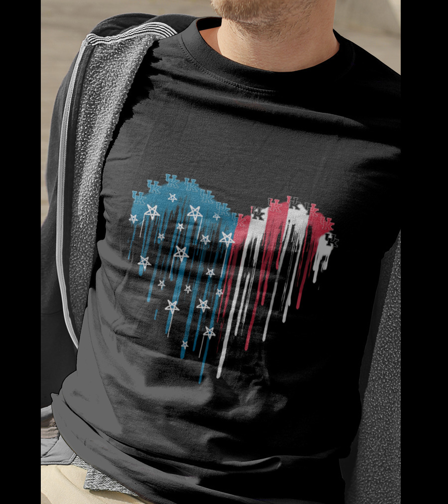 Kentucky Wildcats Uk Heart Drip Stars Blue Red White T-Shirt