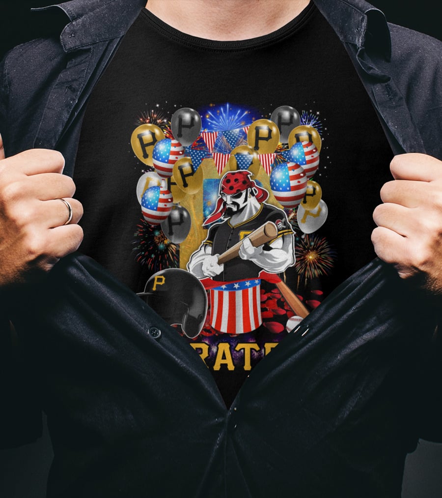 Mlb Pittsburgh Pirates Patriotic Fireworks Baseball Celebration T-Shirt