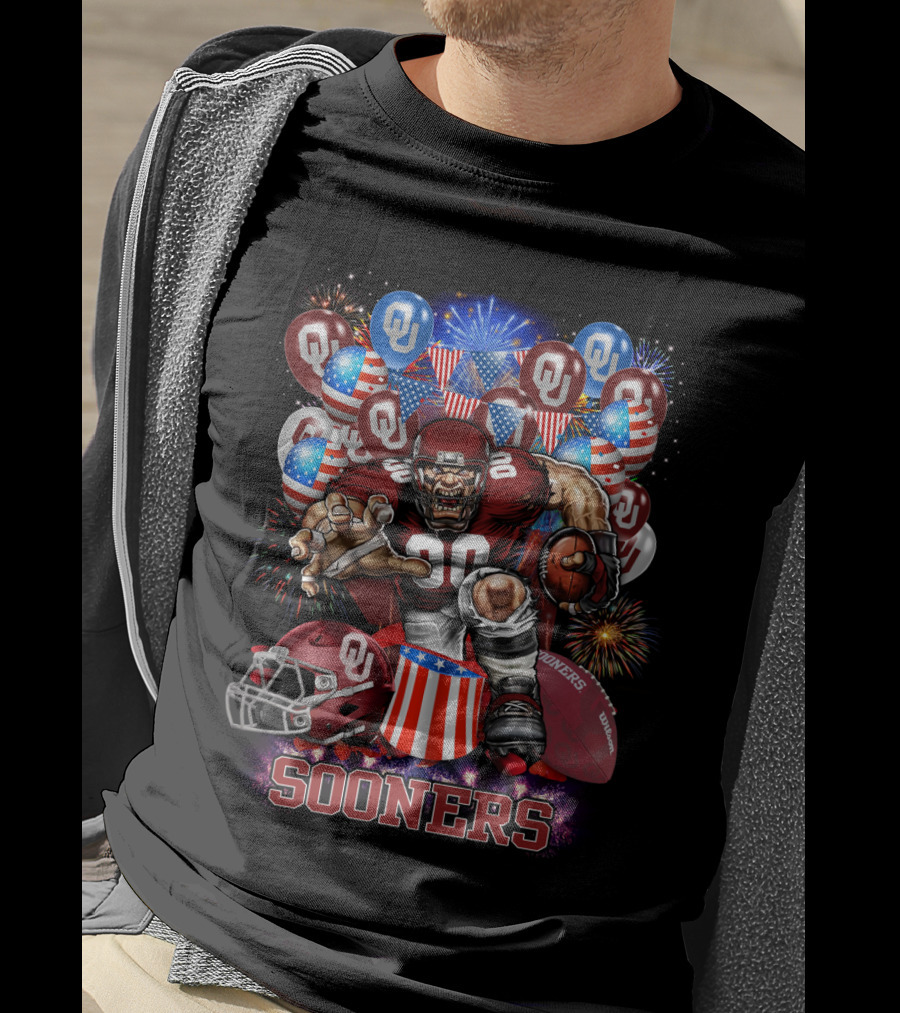 Ncaa Oklahoma Sooners Football Celebration With Fireworks And Balloons T-Shirt