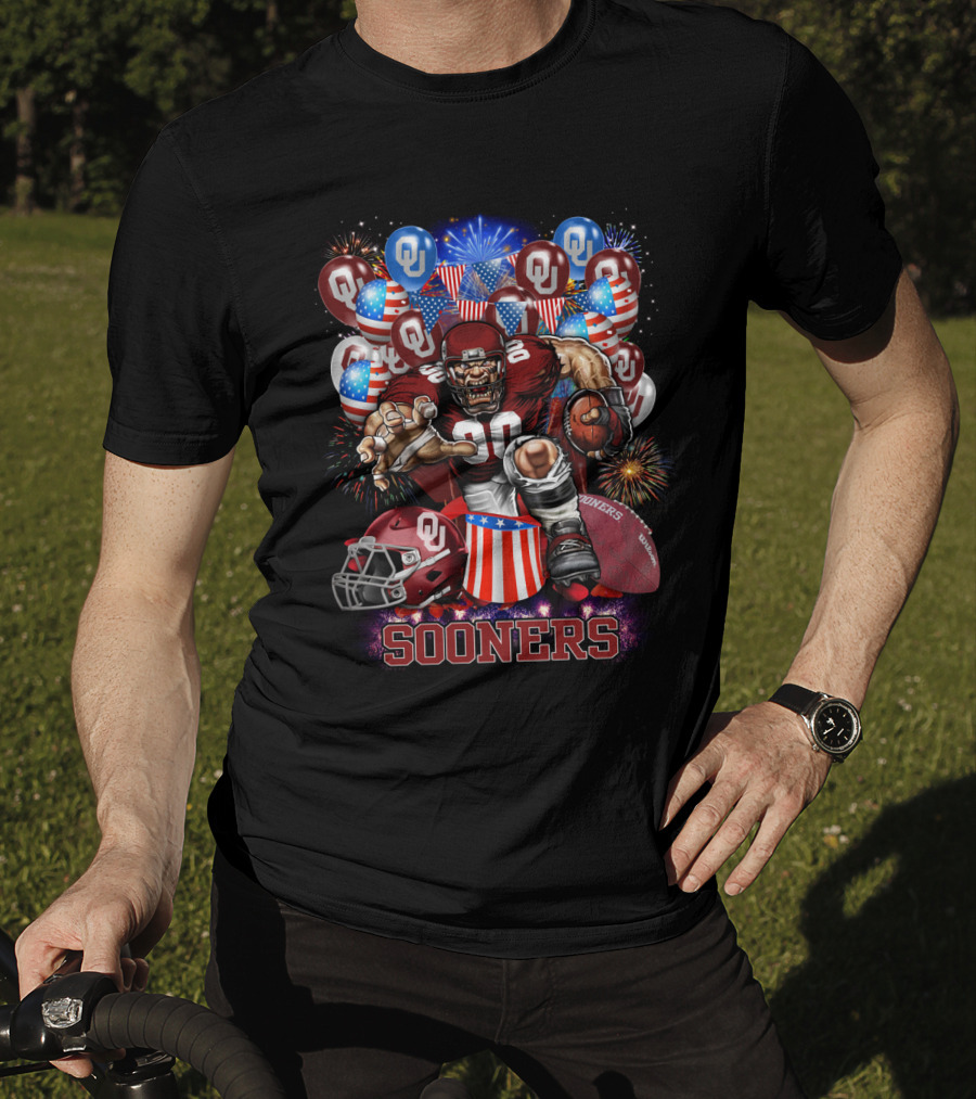 Ncaa Oklahoma Sooners Football Celebration With Fireworks And Balloons T-Shirt