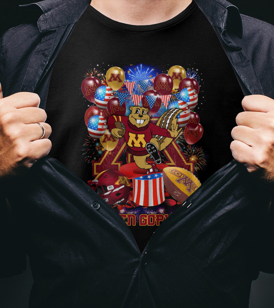 Ncaa2 Minnesota Golden Gophers Fireworks Celebration Mascot T-Shirt