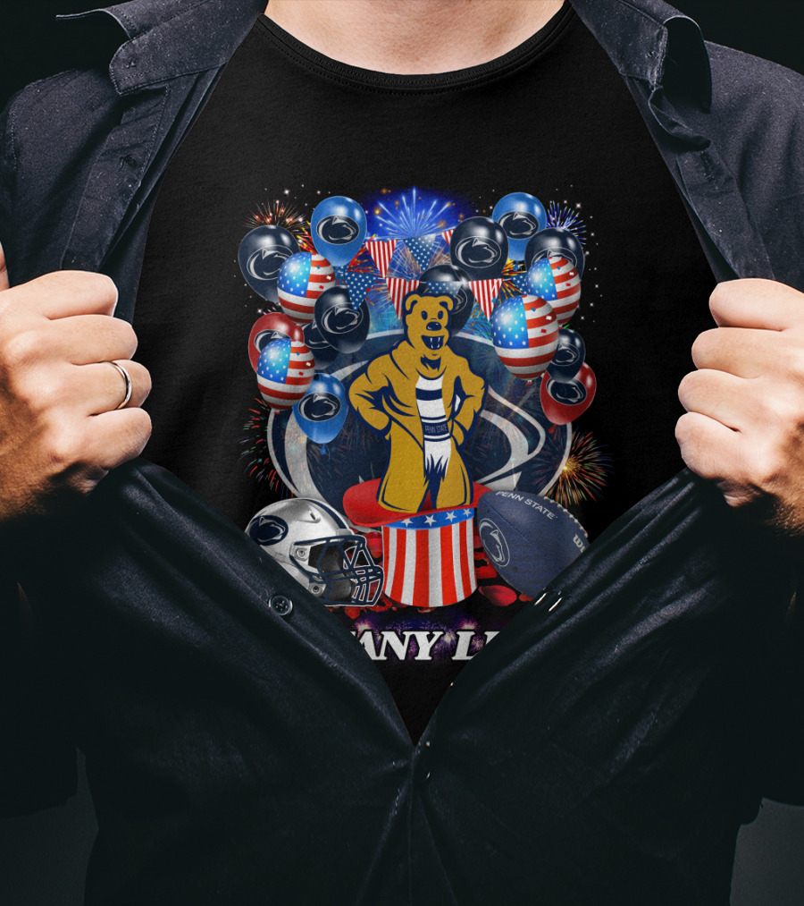 Penn State Nittany Lions Football Spirit With Patriotic Balloons And Fireworks T-Shirt