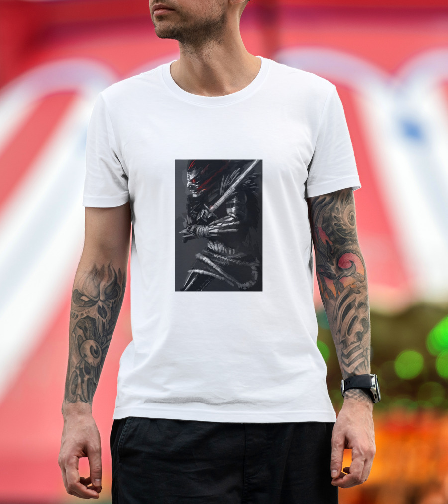 Dark Sword-Wielding Assassin Warrior T-Shirt