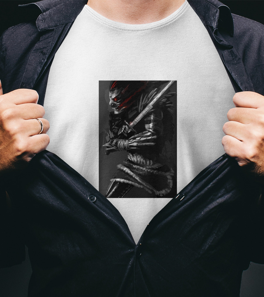 Dark Sword-Wielding Assassin Warrior T-Shirt