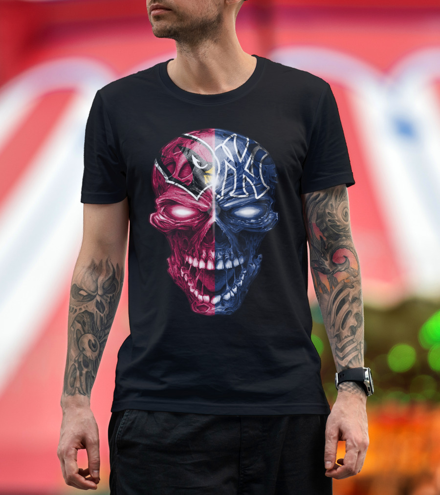 Arizona Cardinals New York Yankees Skull T-Shirt