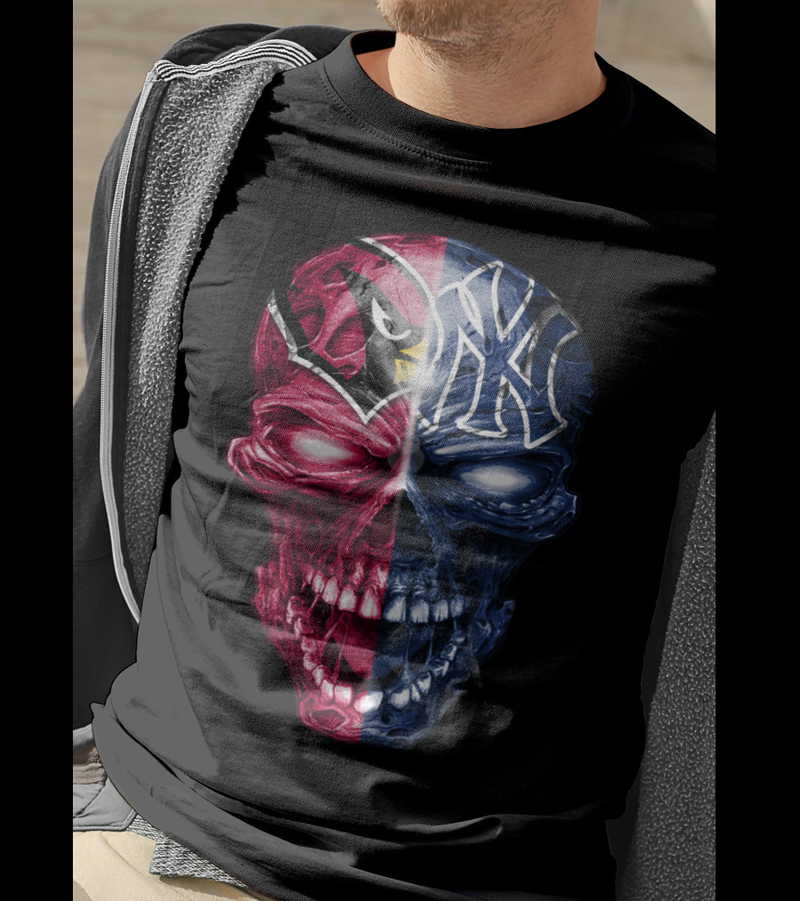 Arizona Cardinals New York Yankees Skull T-Shirt