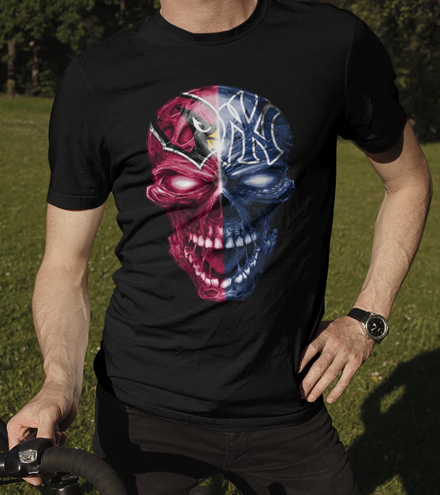 Arizona Cardinals New York Yankees Skull T-Shirt