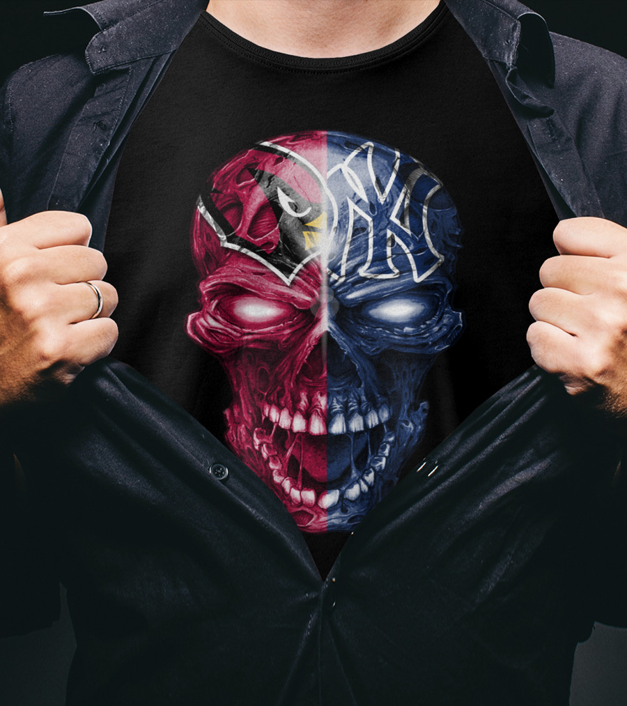 Arizona Cardinals New York Yankees Skull T-Shirt