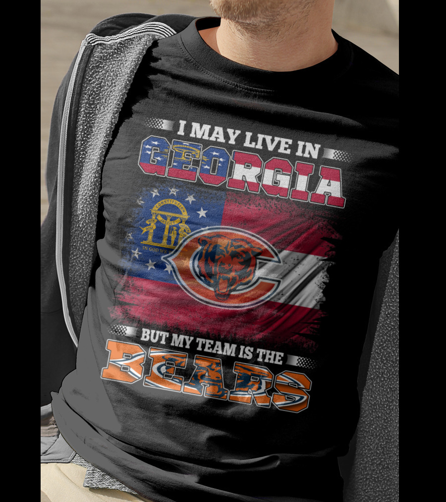 I May Live In Georgia Flag Mix But My Team Is The Bears T-Shirt
