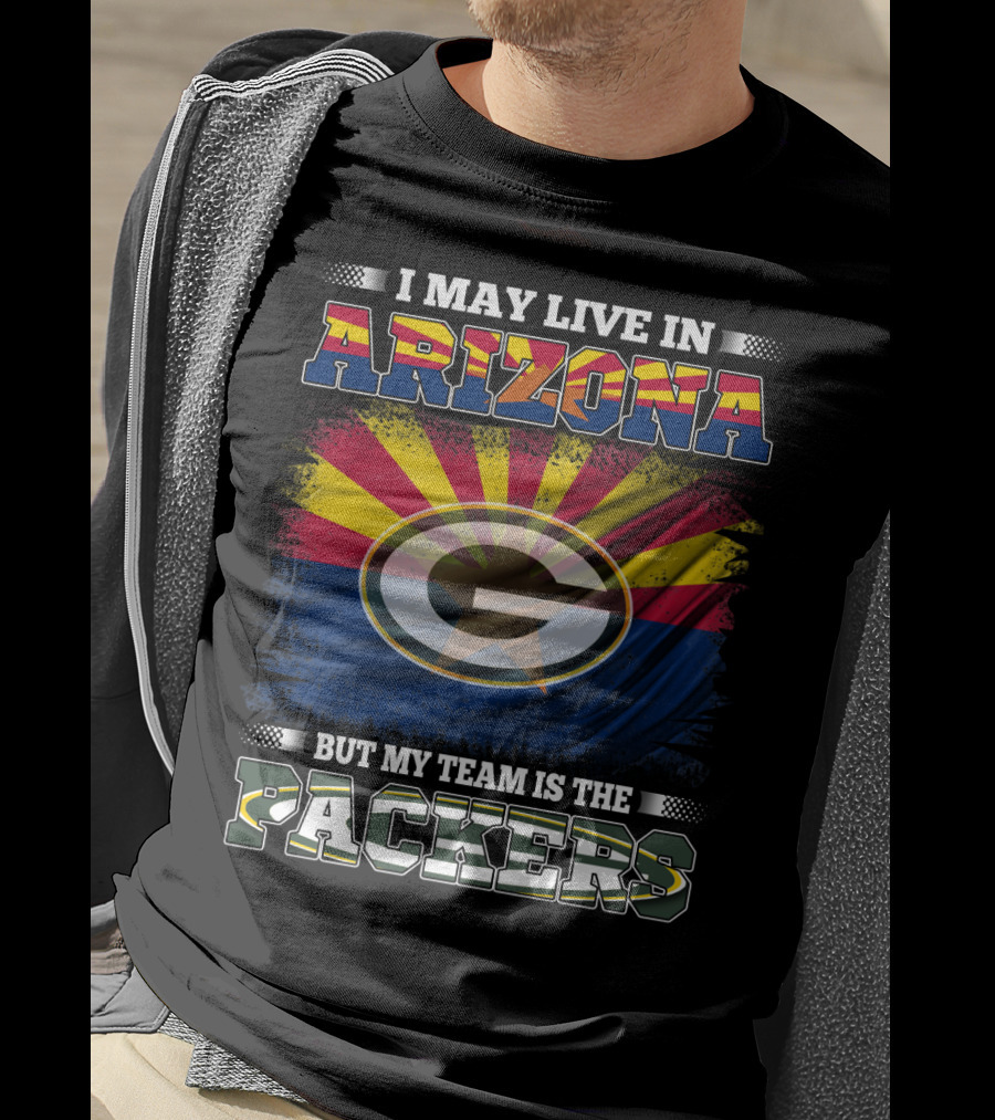 Arizona Living Packers Loyalty With Iconic Green Bay Logo And Flag Background T-Shirt