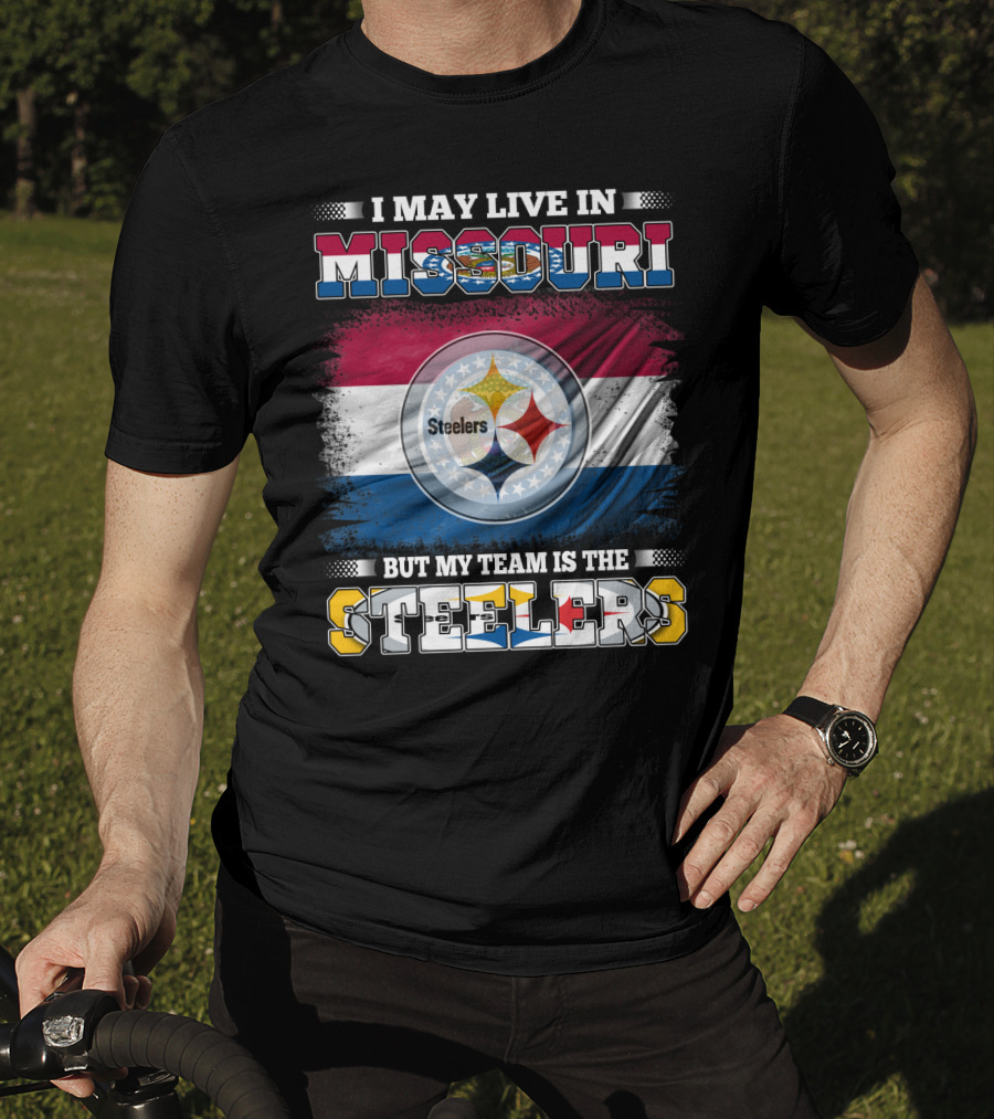 Steelers Fan Living In Missouri With Team Pride Background T-Shirt