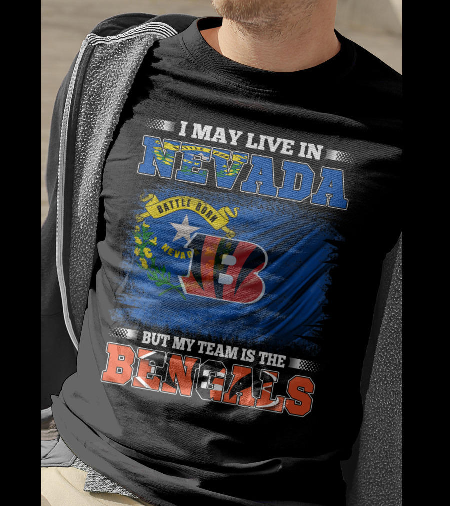 Nevada Pride With Bengals Team Allegiance And Flag T-Shirt
