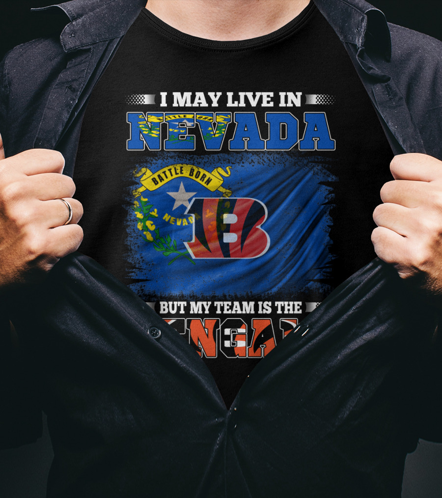 Nevada Pride With Bengals Team Allegiance And Flag T-Shirt