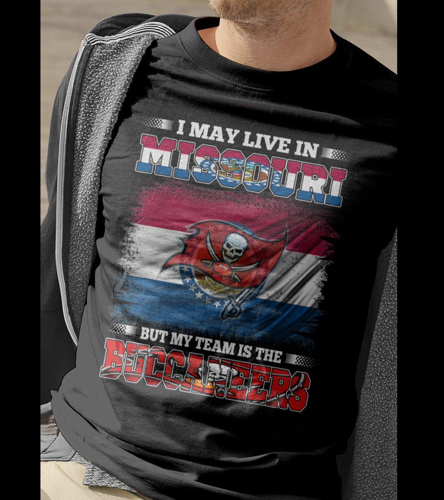 Missouri Fan With Buccaneers Pride And Team Spirit Flag T-Shirt