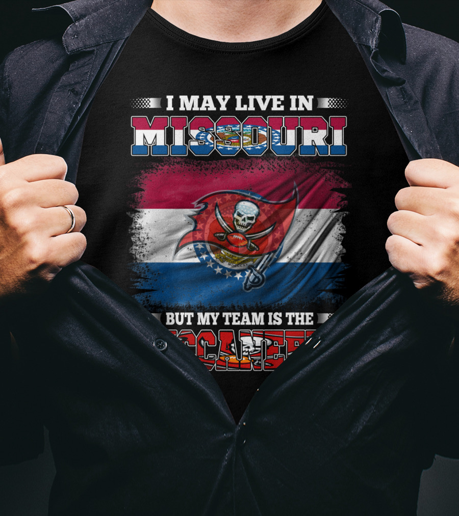 Missouri Fan With Buccaneers Pride And Team Spirit Flag T-Shirt
