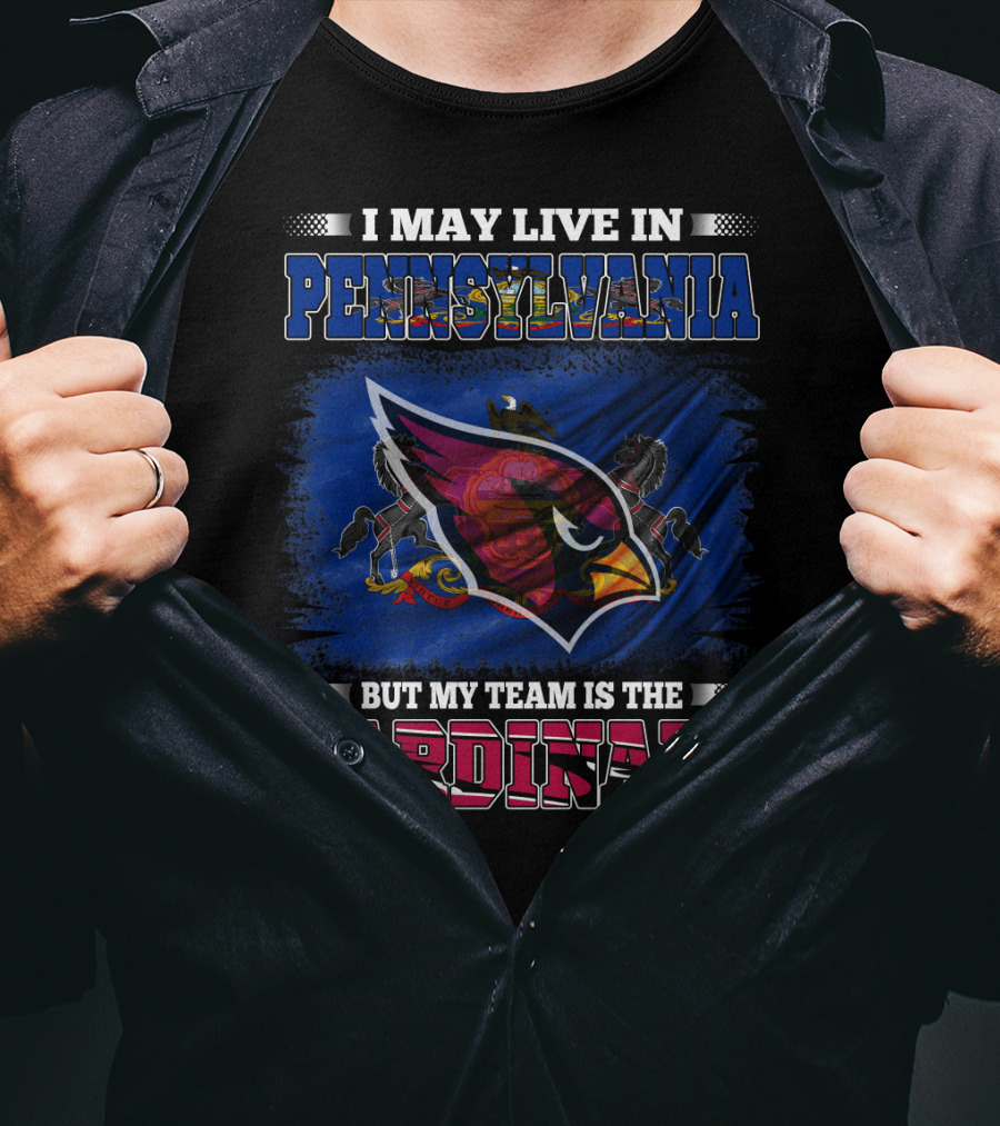 I May Live In Pennsylvania But My Team Is The Cardinals Football Pride T-Shirt