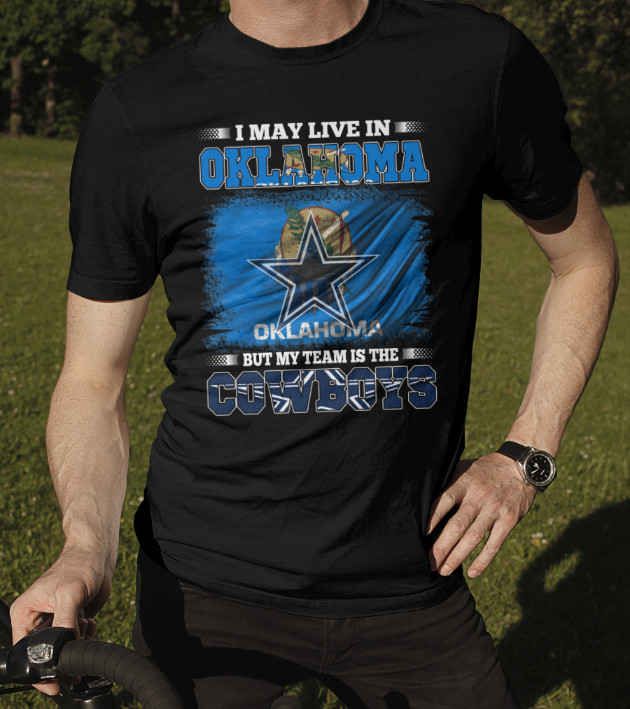 Live In Oklahoma My Team Cowboys Oklahoma Flag Star T-Shirt