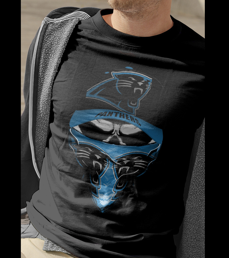 Carolina Panthers Panther Logo And Cap Display T-Shirt