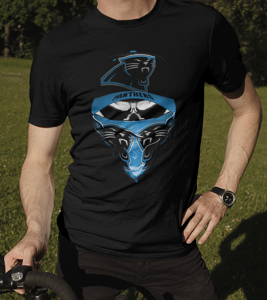 Carolina Panthers Panther Logo And Cap Display T-Shirt