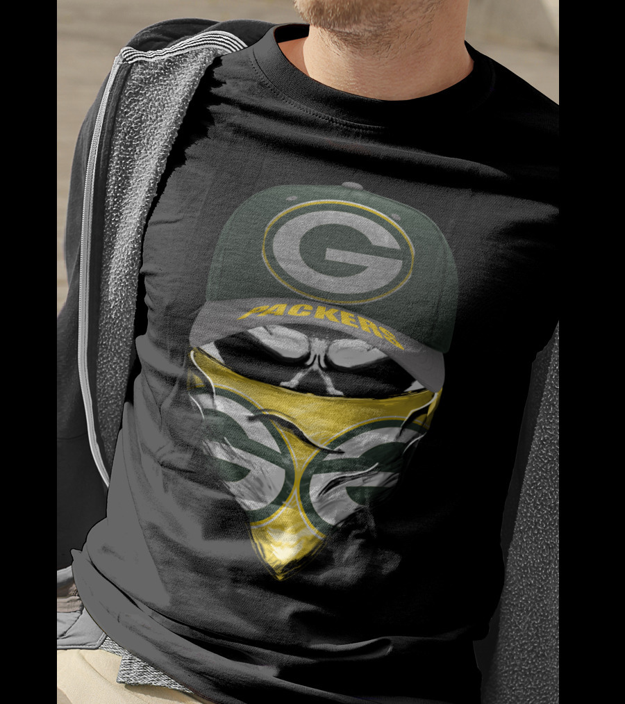 Green Bay Packers G Logo Face Mask And Hat T-Shirt