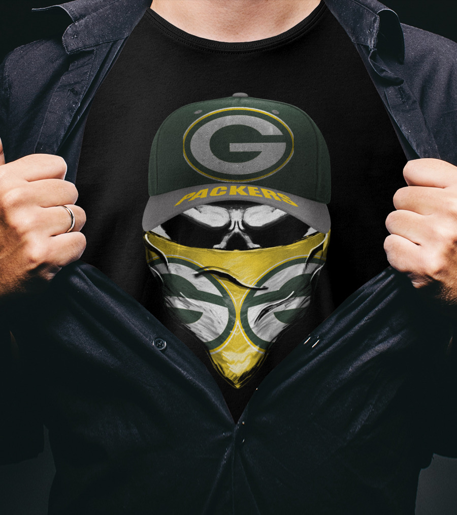 Green Bay Packers G Logo Face Mask And Hat T-Shirt