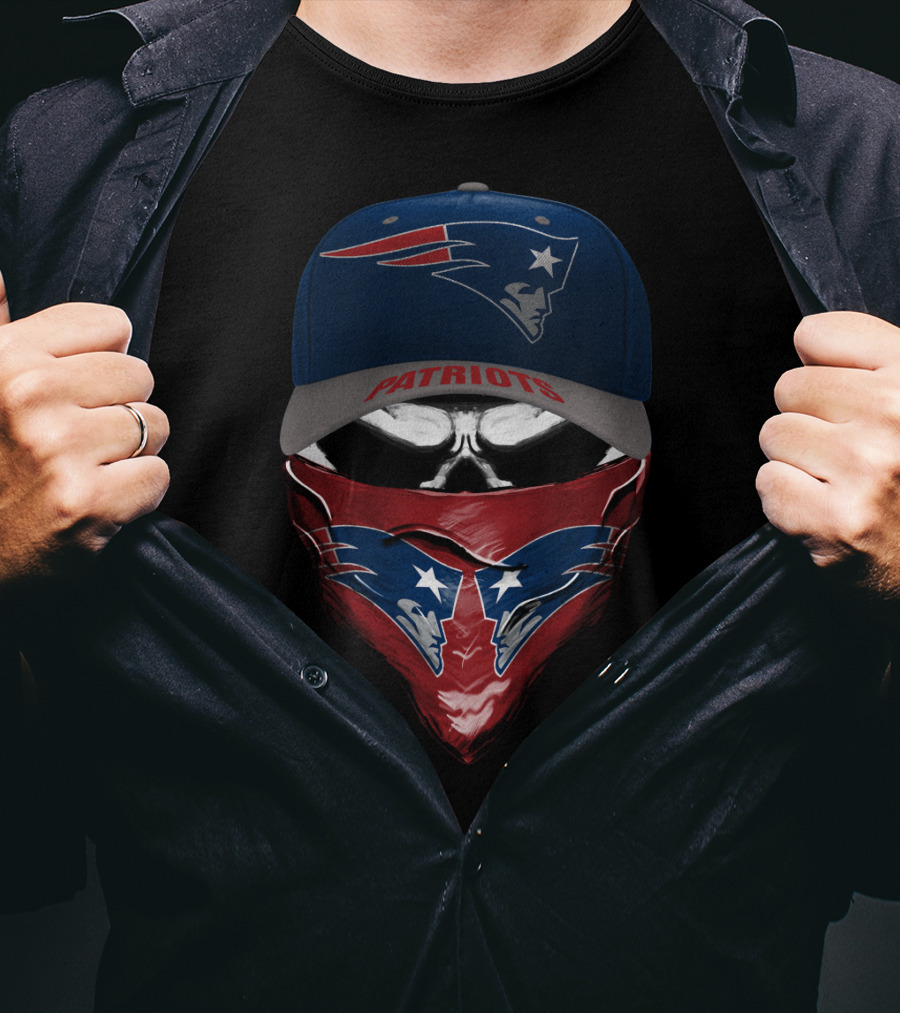New England Patriots Hat And Bandana Skull Style T-Shirt