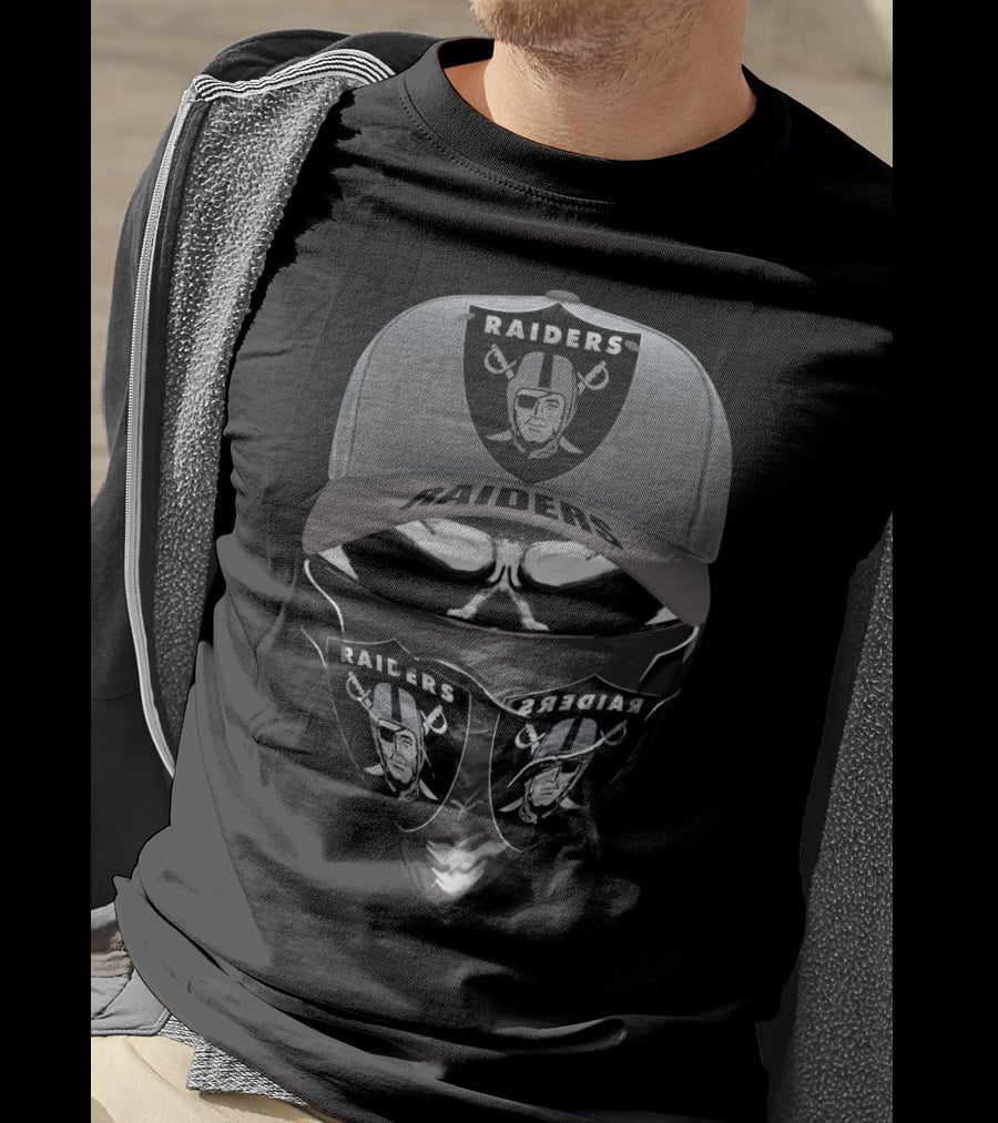 Raiders Logo Cap And Bandana With Pirate Shield Motif T-Shirt