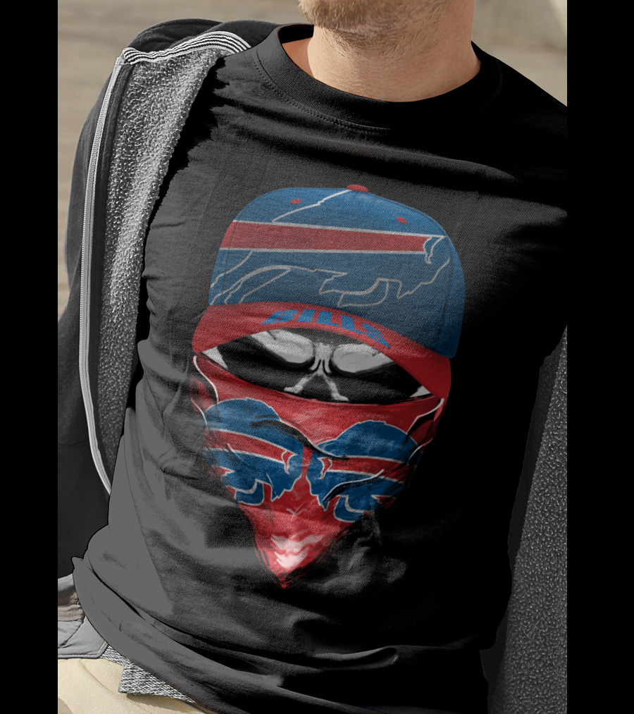Buffalo Bills Cap And Bandana Skull T-Shirt