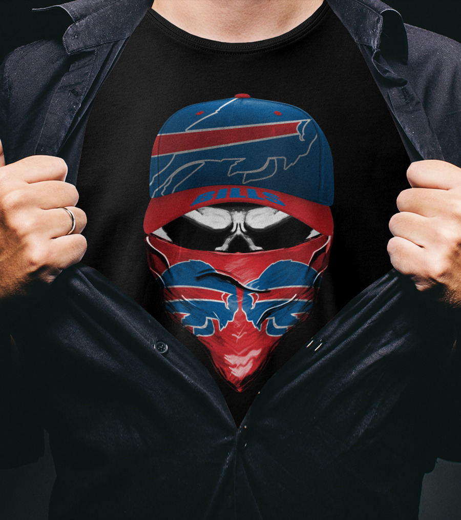 Buffalo Bills Cap And Bandana Skull T-Shirt