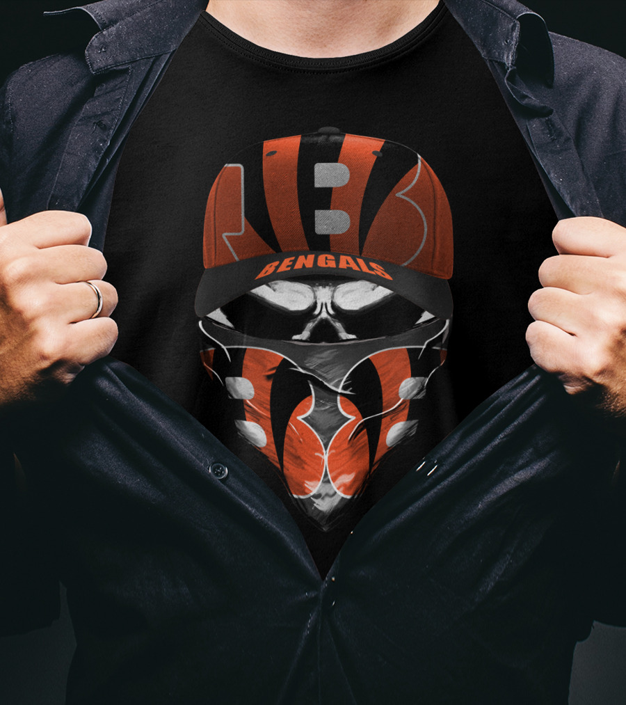 Cincinnati Bengals Hat Mask Black Orange Football Fan Gear T-Shirt