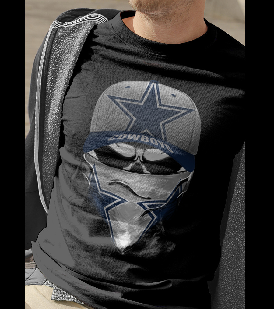 Dallas Cowboys Star Emblem Hat Bandana Skull T-Shirt