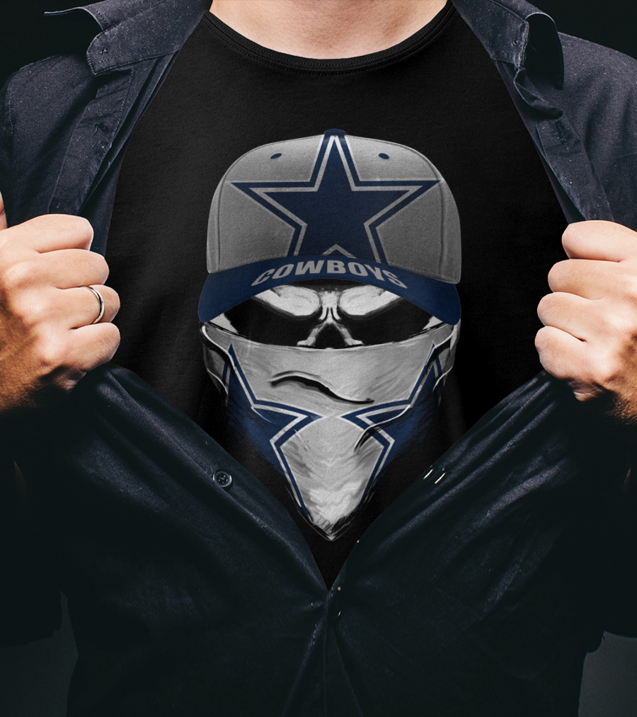 Dallas Cowboys Star Emblem Hat Bandana Skull T-Shirt