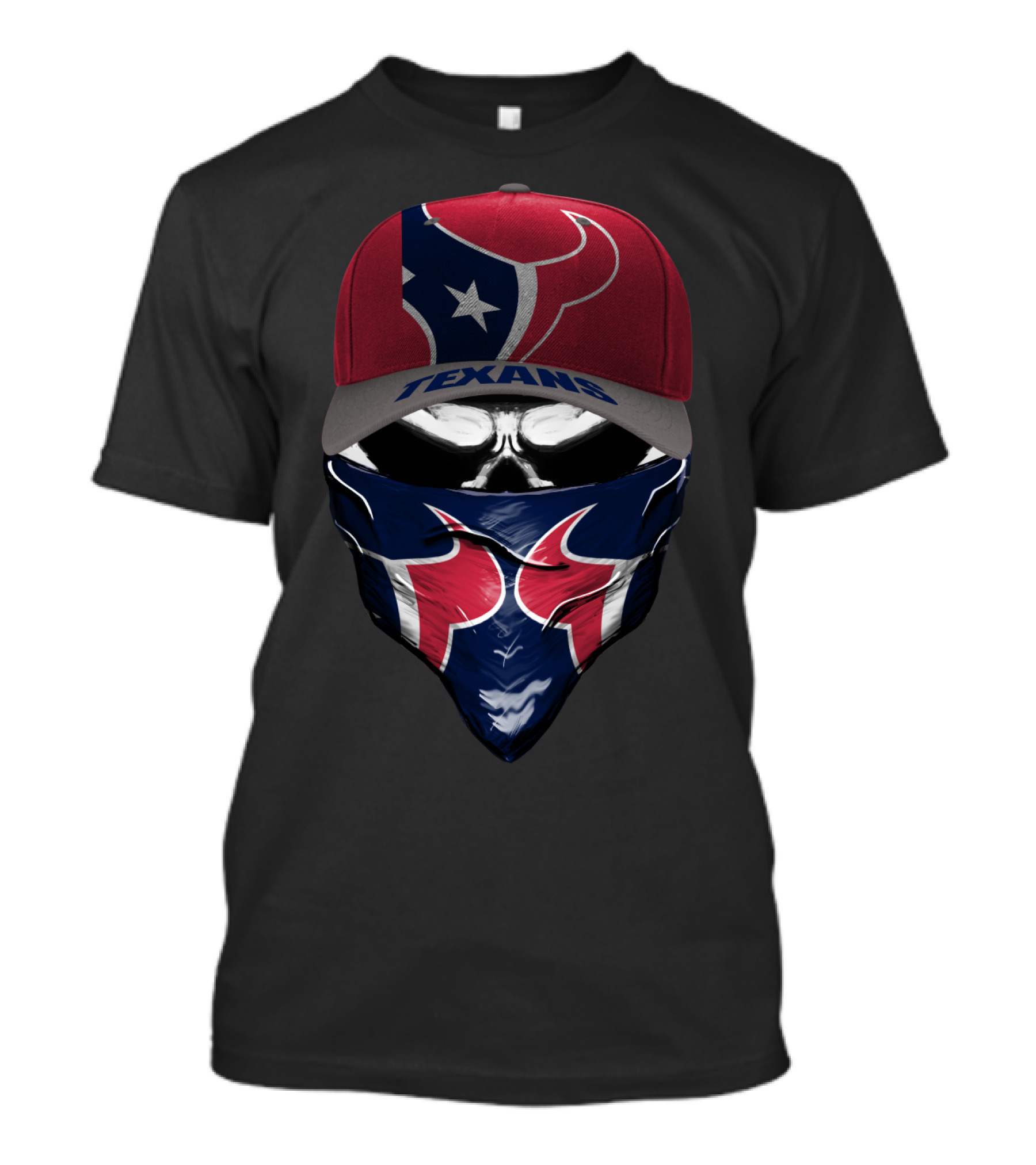 Houston Texans Mask Hat Logo Fan Gear T-Shirt
