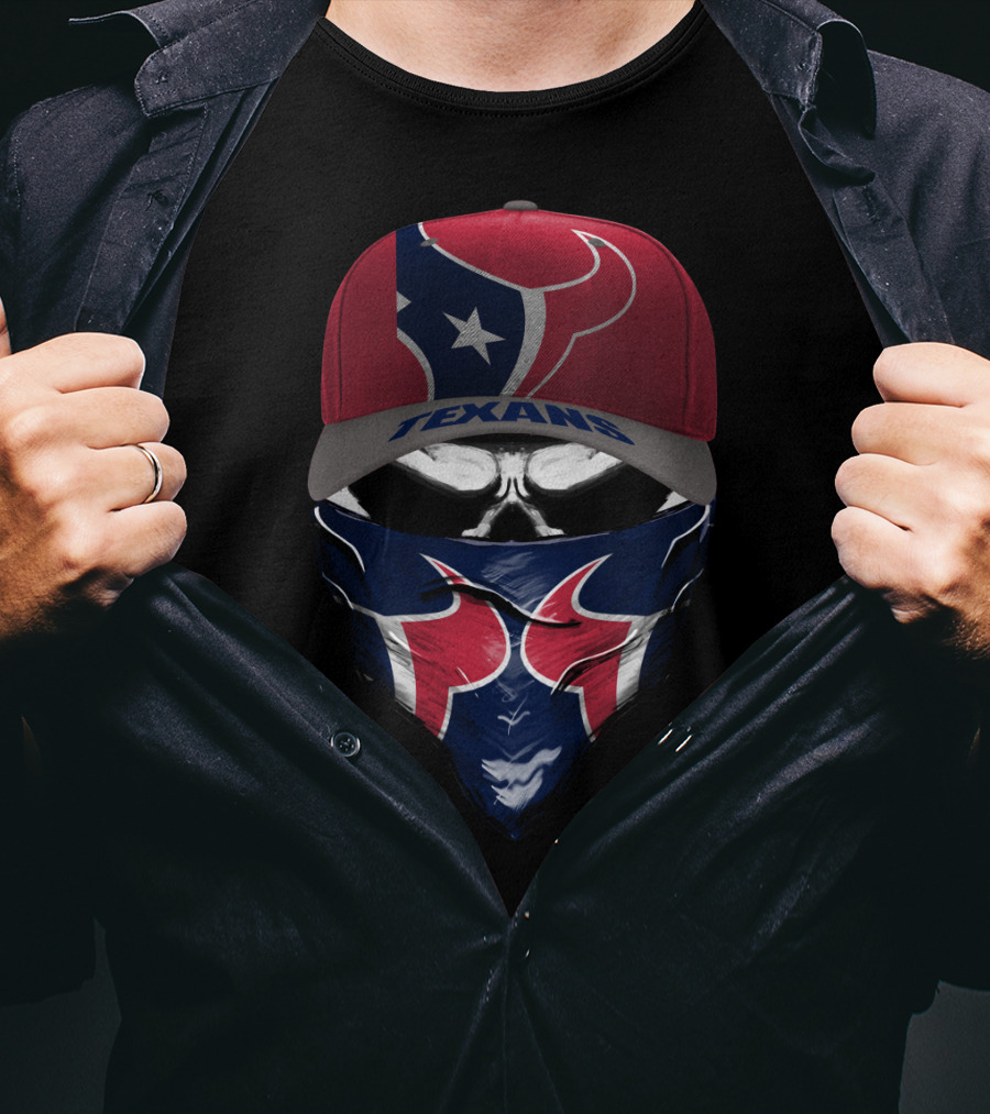Houston Texans Mask Hat Logo Fan Gear T-Shirt
