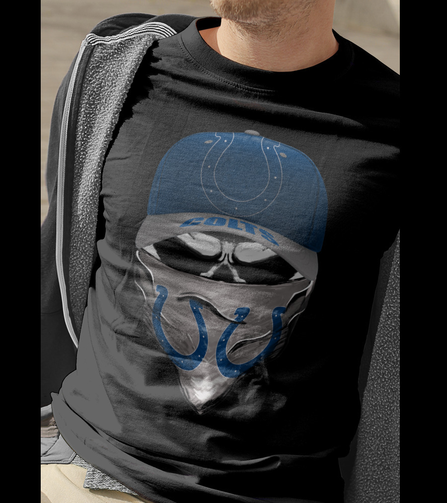 Indianapolis Colts Football Horseshoe Mask Hat T-Shirt