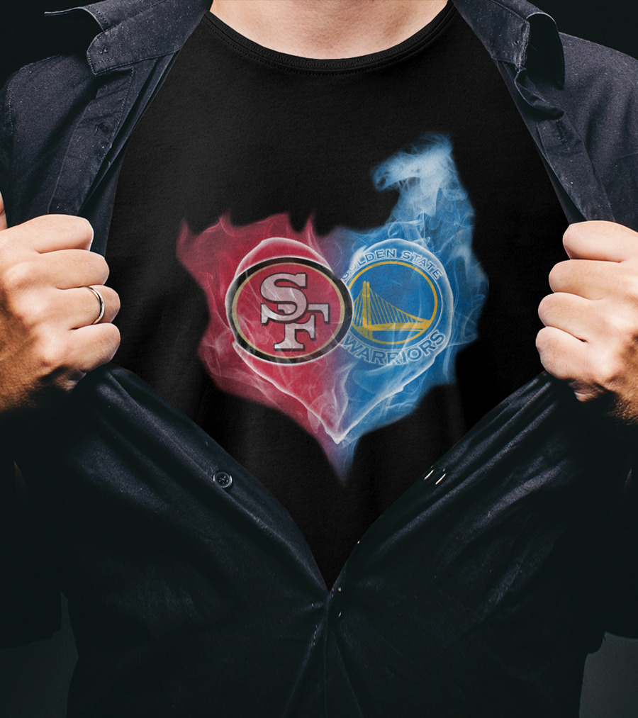 San Francisco 49ers Golden State Warriors Heart Fusion T-Shirt