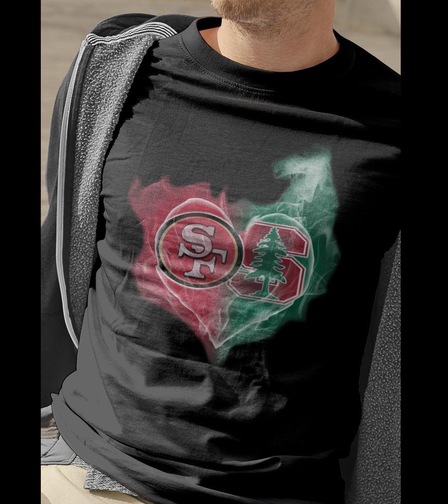 49ers SF Stanford Cardinal Logo Heart T-Shirt