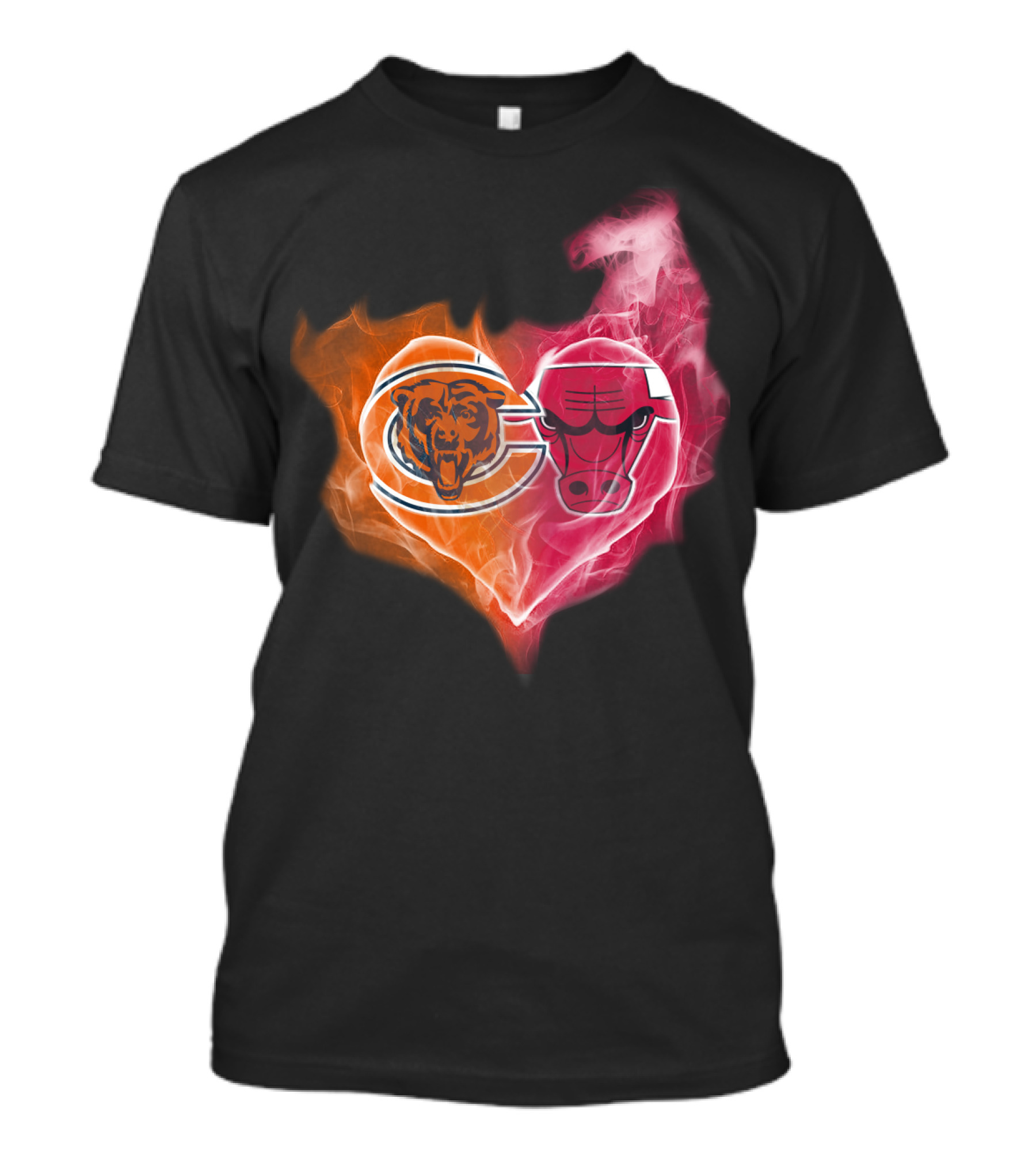 Bears Chicago Bulls Heart Logo Smoke T-Shirt