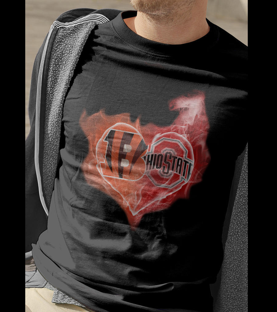 Bengals Ohio State Heart Fusion T-Shirt