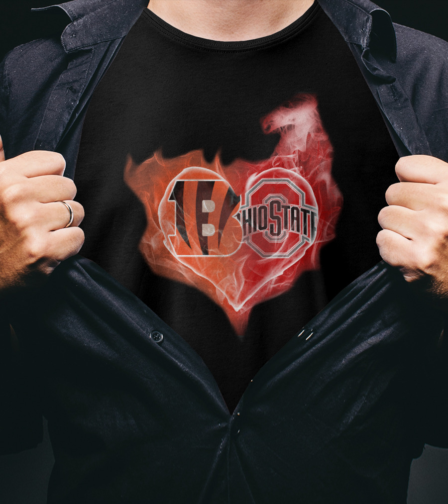 Bengals Ohio State Heart Fusion T-Shirt