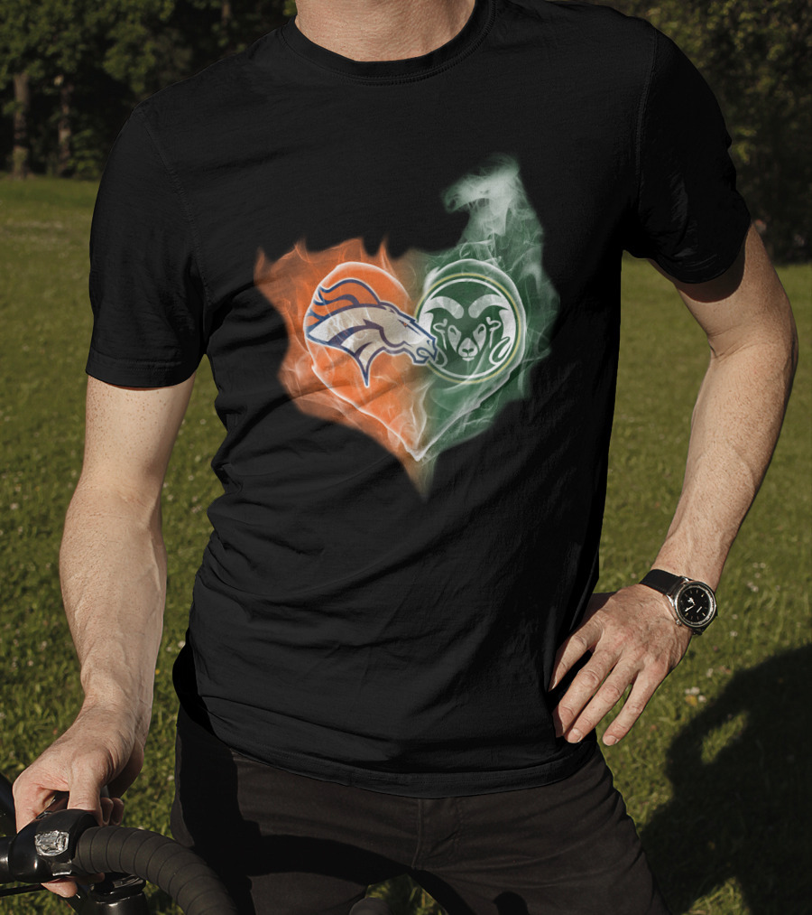 Broncos Rams Heart Shape Fusion T-Shirt