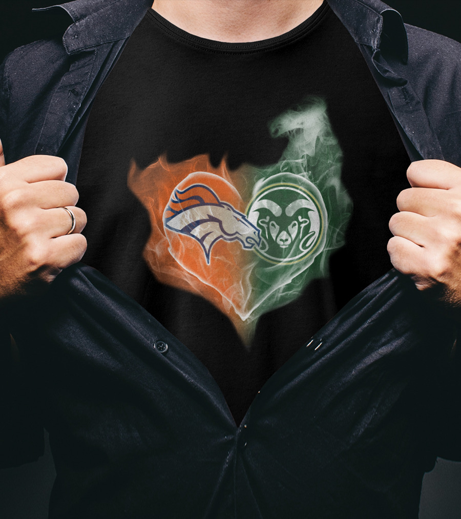 Broncos Rams Heart Shape Fusion T-Shirt