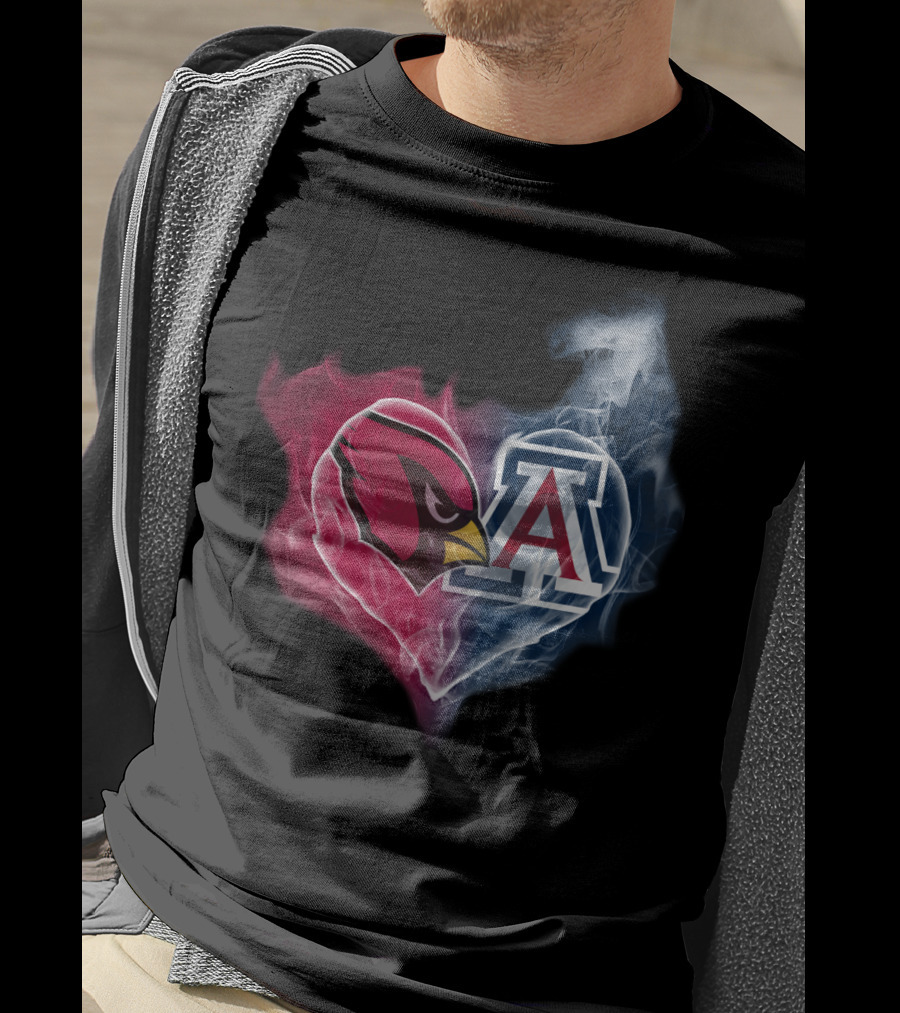 Cardinals Arizona Wildcats Heart Logo Smoke T-Shirt