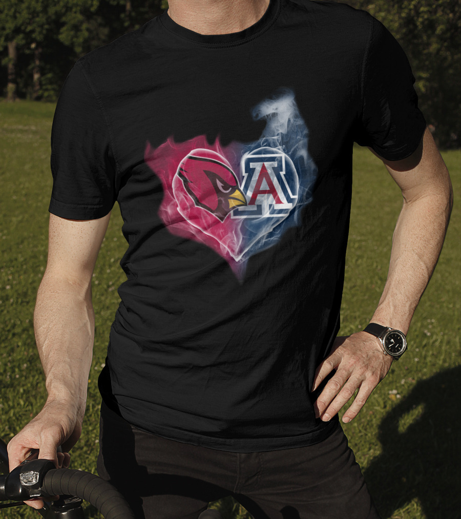 Cardinals Arizona Wildcats Heart Logo Smoke T-Shirt