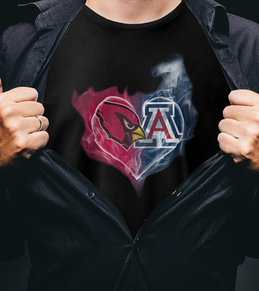 Cardinals Arizona Wildcats Heart Logo Smoke T-Shirt