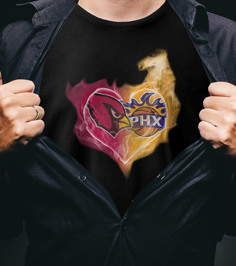 Cardinals PHX Suns Heart Blaze T-Shirt