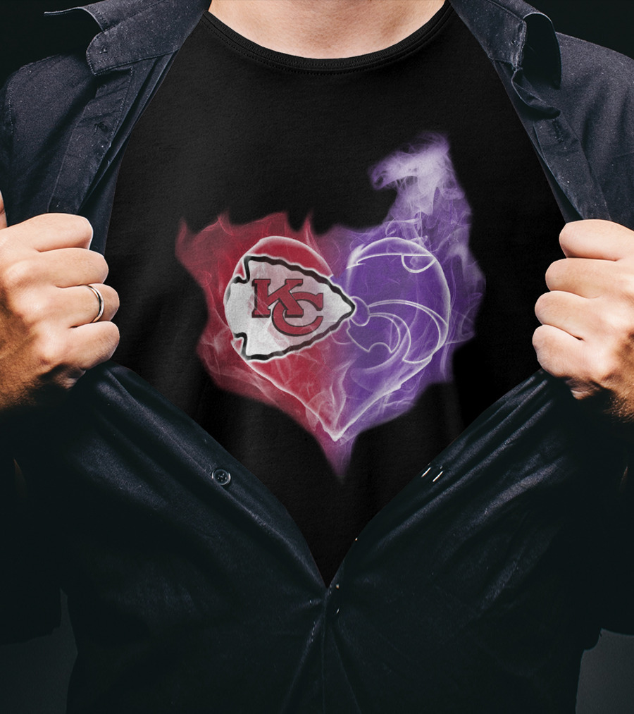 Kansas City Chiefs Kansas State Wildcats Heart T-Shirt