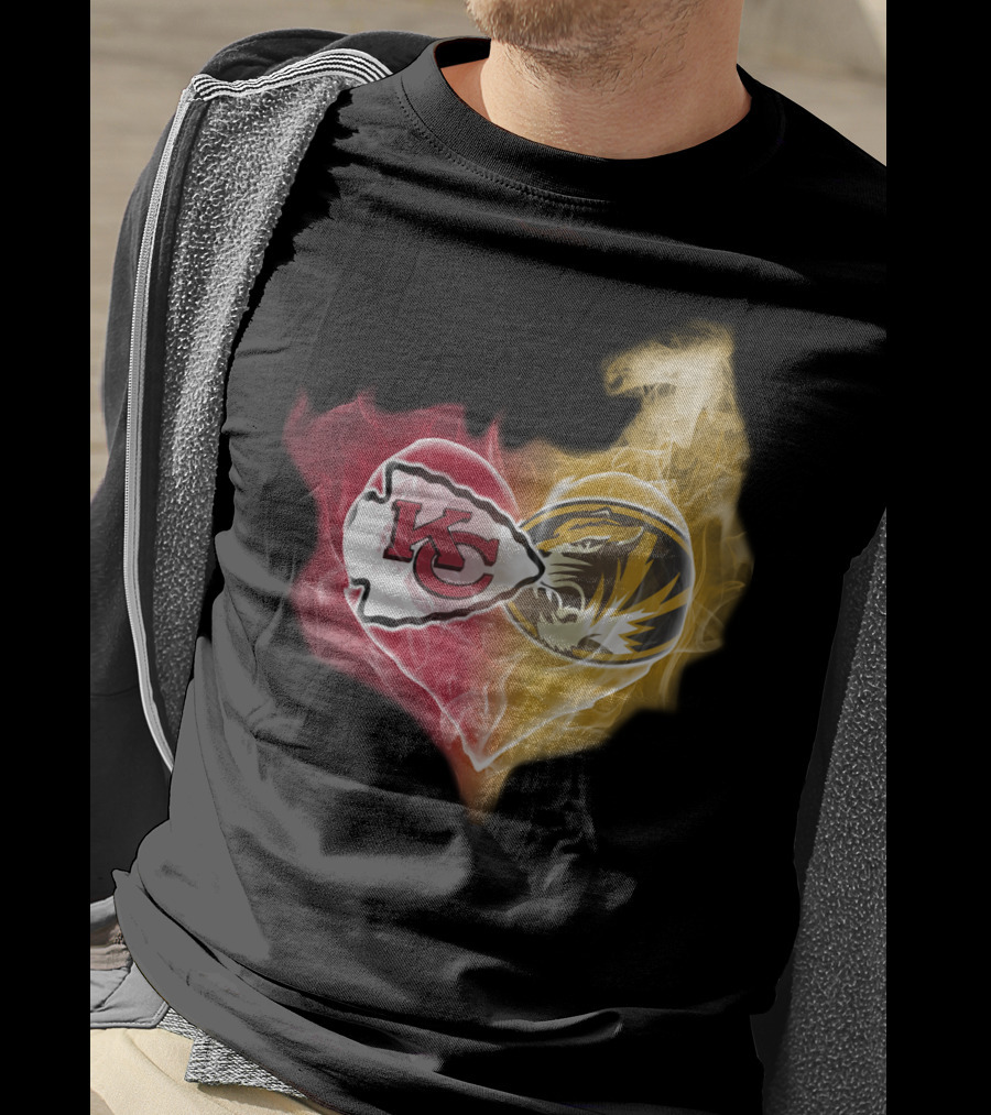 Chiefs Missouri Tigers Kc Smoke Heart T-Shirt